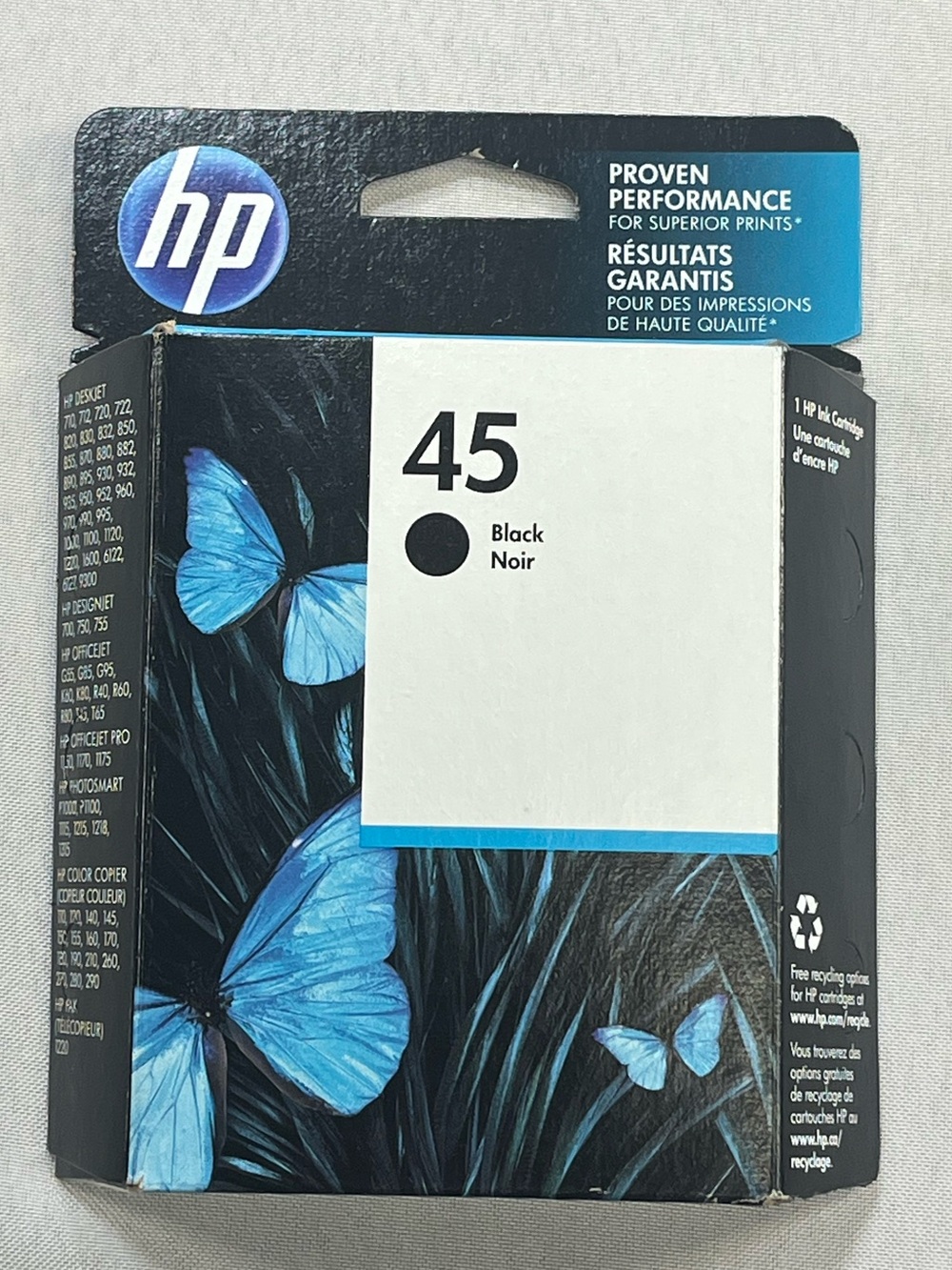Genuine HP 45 Black Ink 51645A Factory Sealed Expired 09/2022